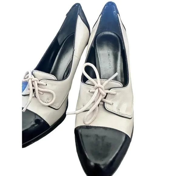 Bandolino Women's Cream and Black High Heels Lace-Up Pointed Toe Shoes Size 6.5M - Picture 1 of 8